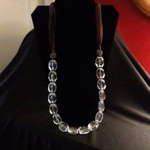 Chico's crystal & purple ribbon necklace -like new